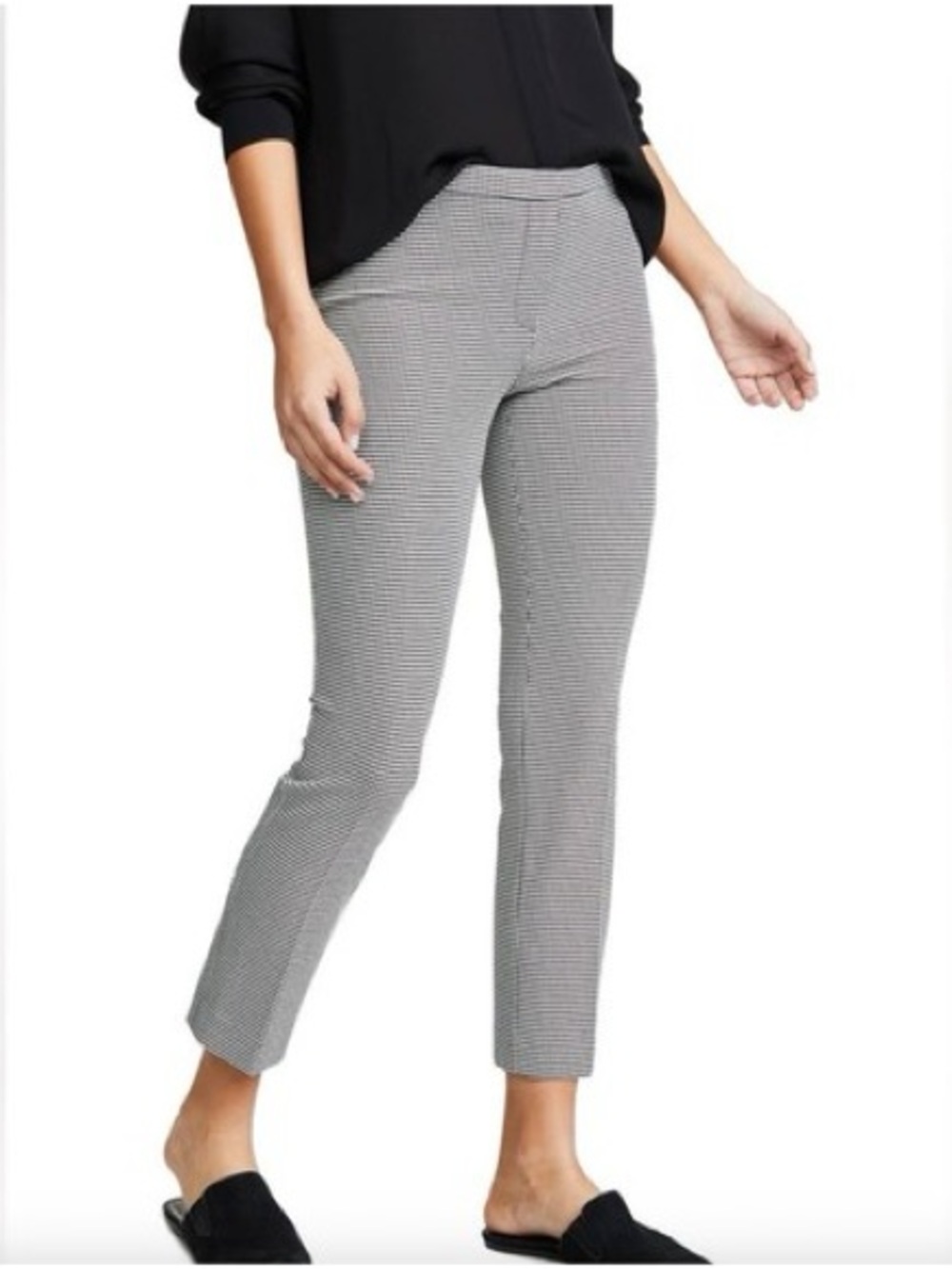 Theory Women's Black-Ivory Houndstooth Classic Fit Skinny Pants
